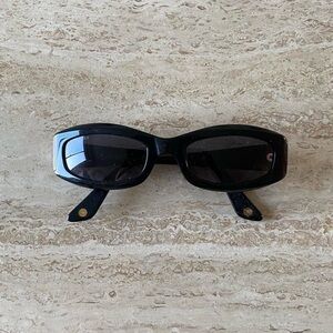 CHANEL Black Rectangular Sunglasses